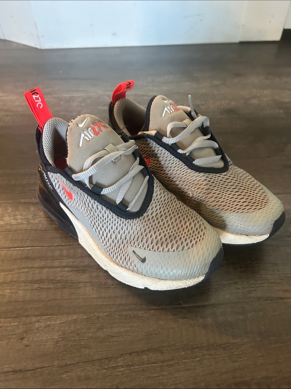 Nike Kids Air Max Sneakers - Gray with Red Accents